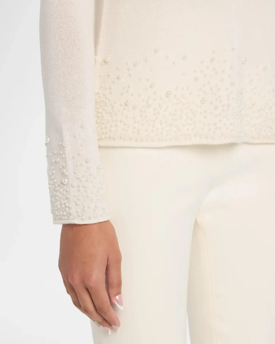 Neiman Marcus Cashmere Collection Cashmere Beaded Bateau-Neck Sweater | Thumbnail 5