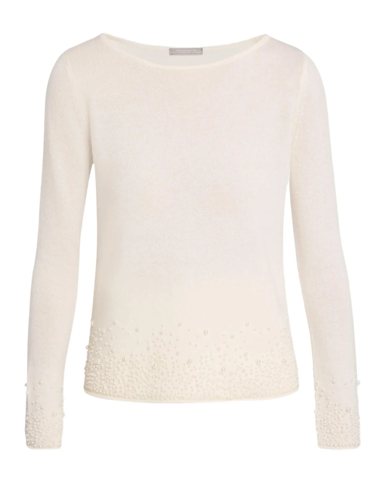 Neiman Marcus Cashmere Collection Cashmere Beaded Bateau-Neck Sweater