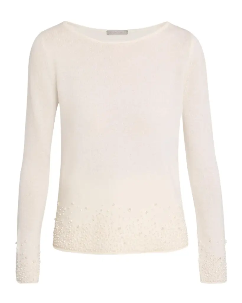 Neiman Marcus Cashmere Collection Cashmere Beaded Bateau-Neck Sweater