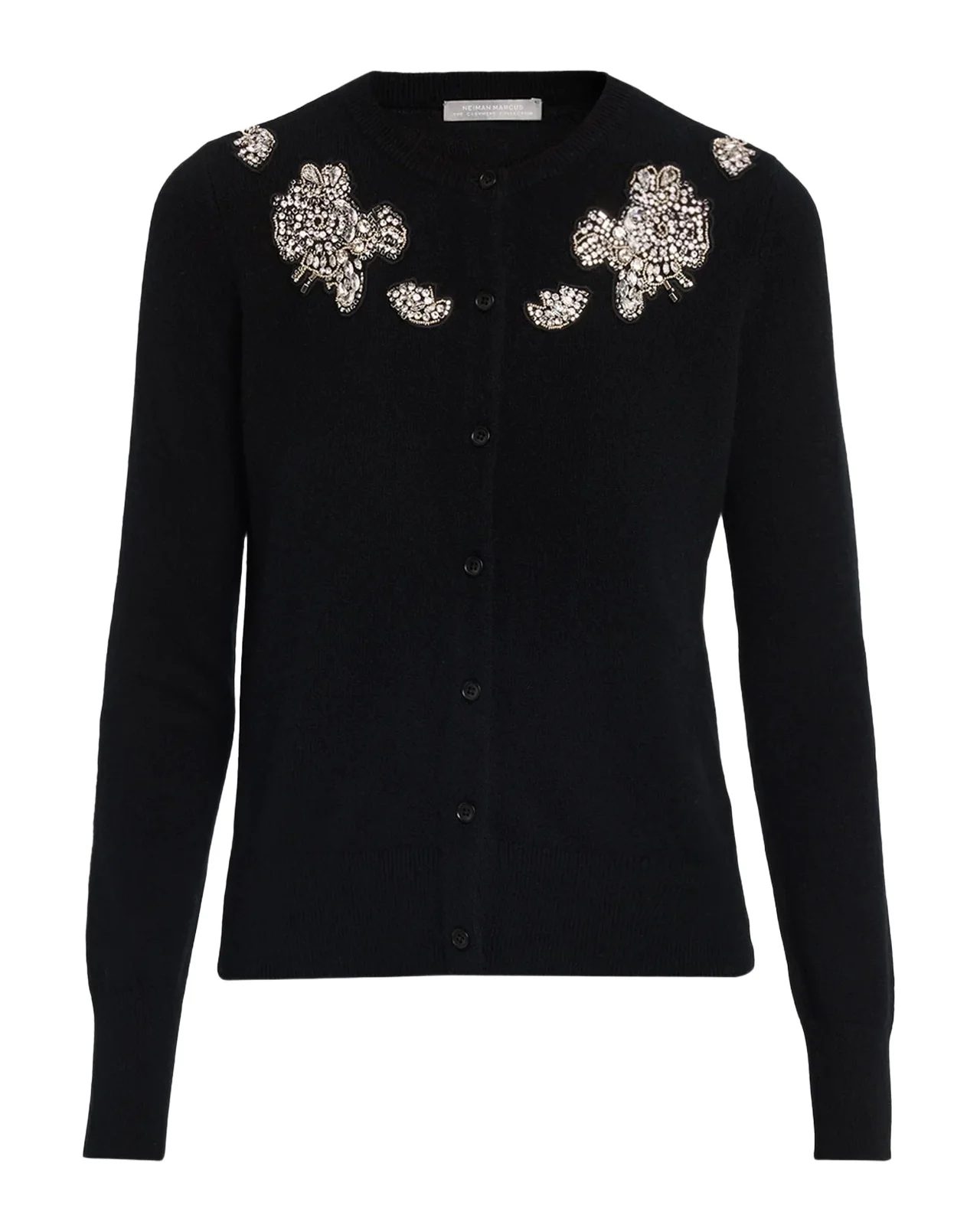 Neiman Marcus Cashmere Collection Cashmere Crystal Applique Cardigan