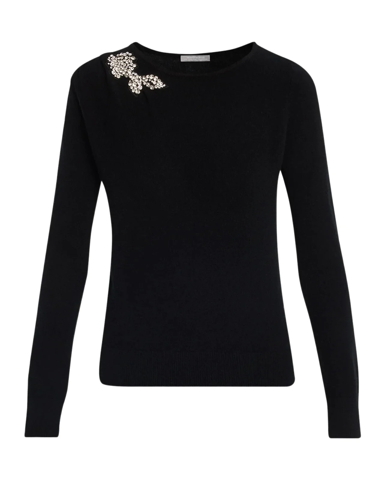 Neiman Marcus Cashmere Collection Cashmere Crystal Applique Sweater