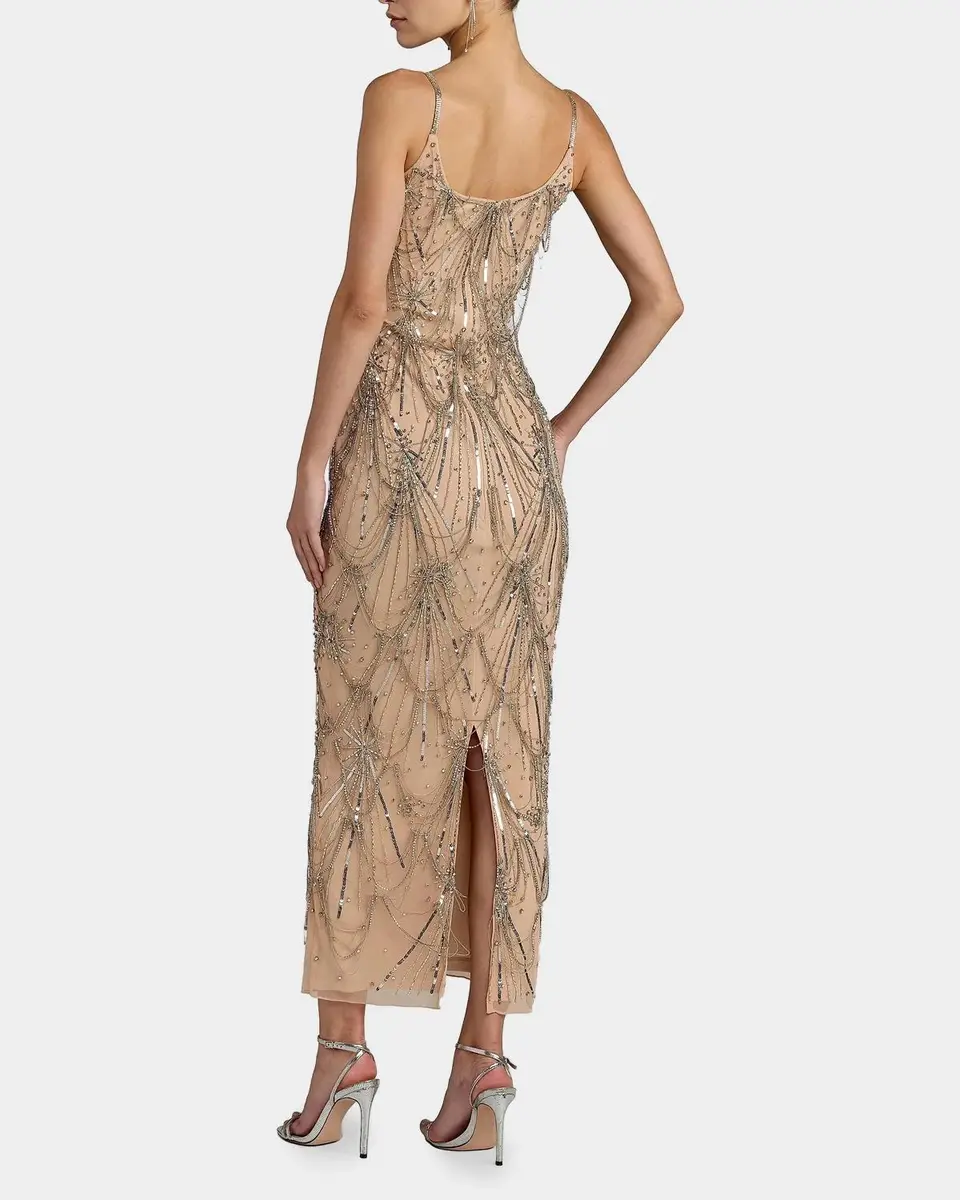 Mac Duggal Beaded Fringe Scoopneck Dress | Thumbnail 3 Mac Duggal Beaded Fringe Scoopneck Dress | Thumbnail 3