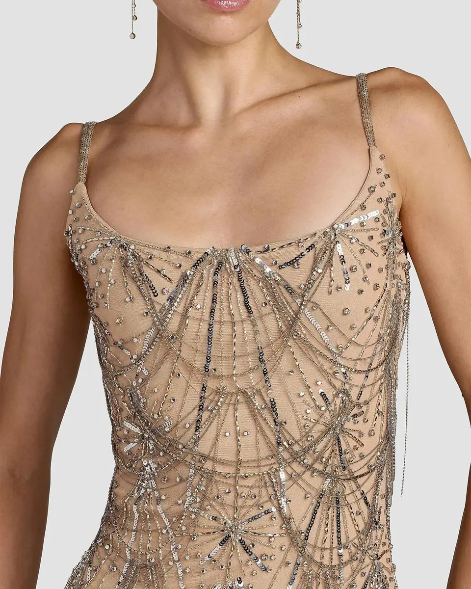 Mac Duggal Beaded Fringe Scoopneck Dress | Thumbnail 4 Mac Duggal Beaded Fringe Scoopneck Dress | Thumbnail 4