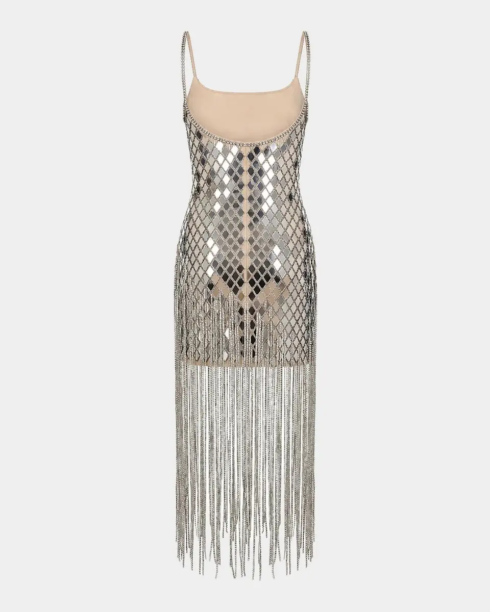 Mac Duggal Geometric Mirror Beaded Fringe Midi Dress | Thumbnail 5 Mac Duggal Geometric Mirror Beaded Fringe Midi Dress | Thumbnail 5