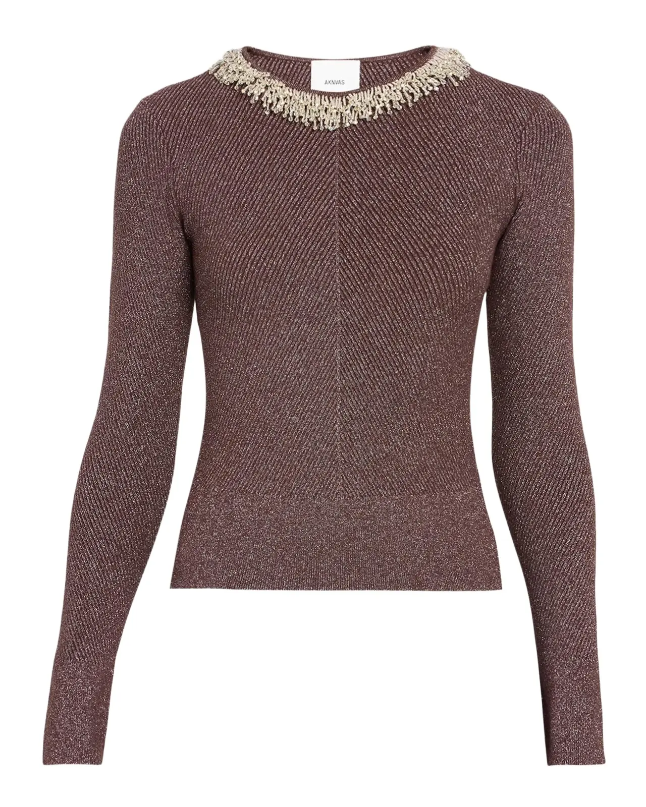 Aknvas Helena Metallic Ribbed Necklace Top