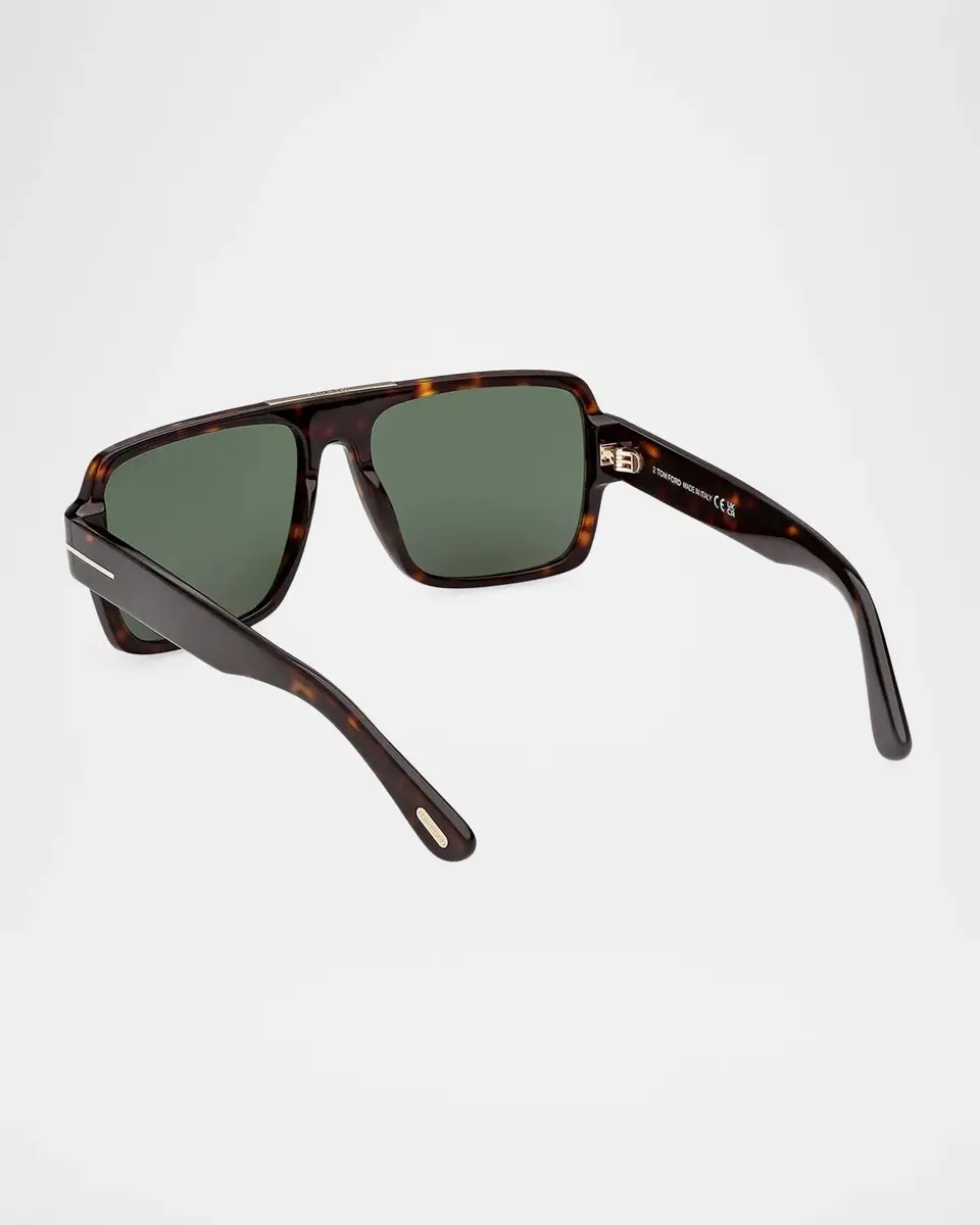 Tom Ford Men's Sean-02 Acetate Flat-Top Sunglasses | Thumbnail 2