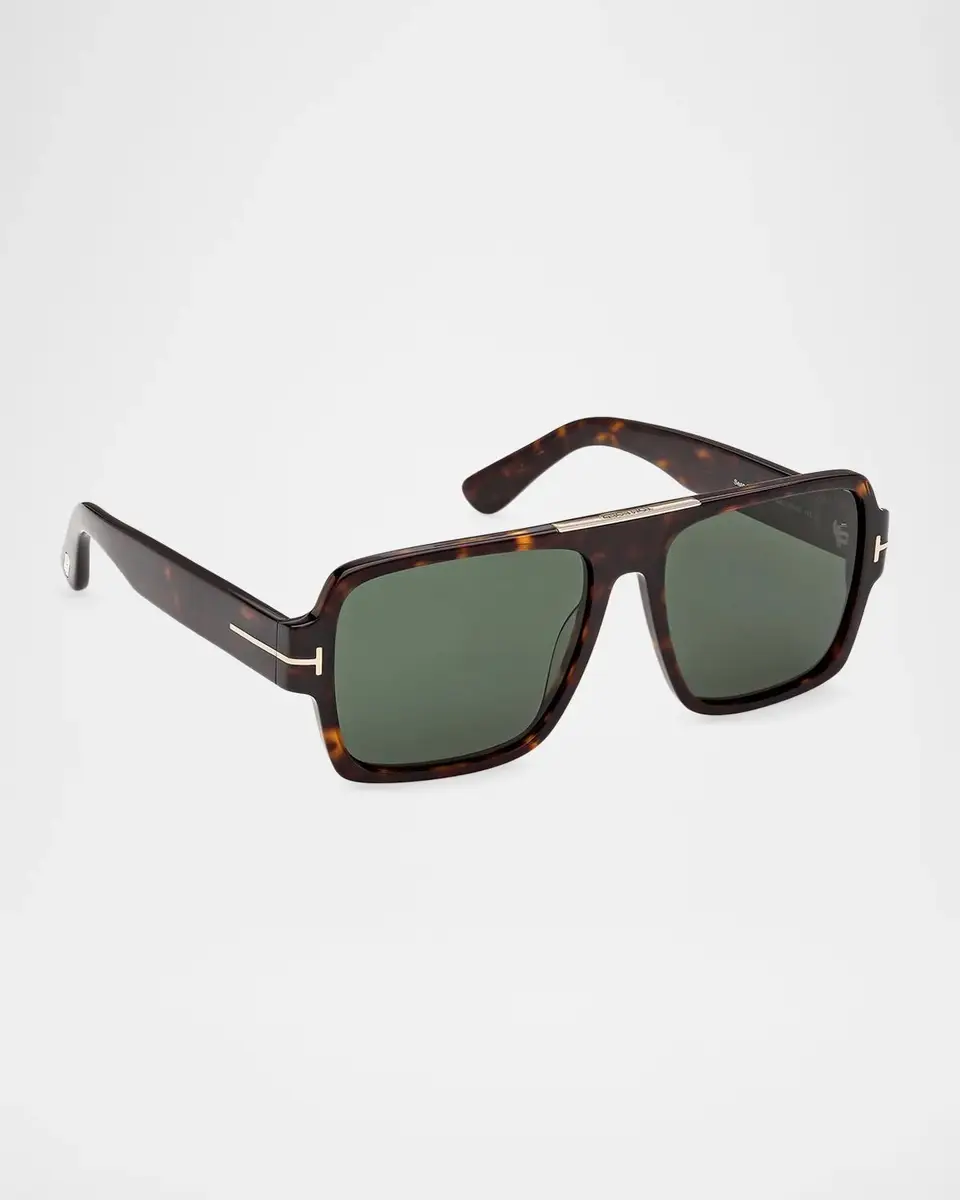 Tom Ford Men's Sean-02 Acetate Flat-Top Sunglasses | Thumbnail 3