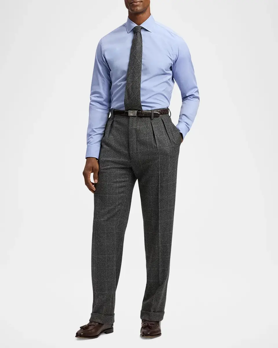 Ralph Lauren Purple Label Men's Glenn Hand-Tailored Tick-Weave Trousers | Thumbnail 2 Ralph Lauren Purple Label Men's Glenn Hand-Tailored Tick-Weave Trousers | Thumbnail 2