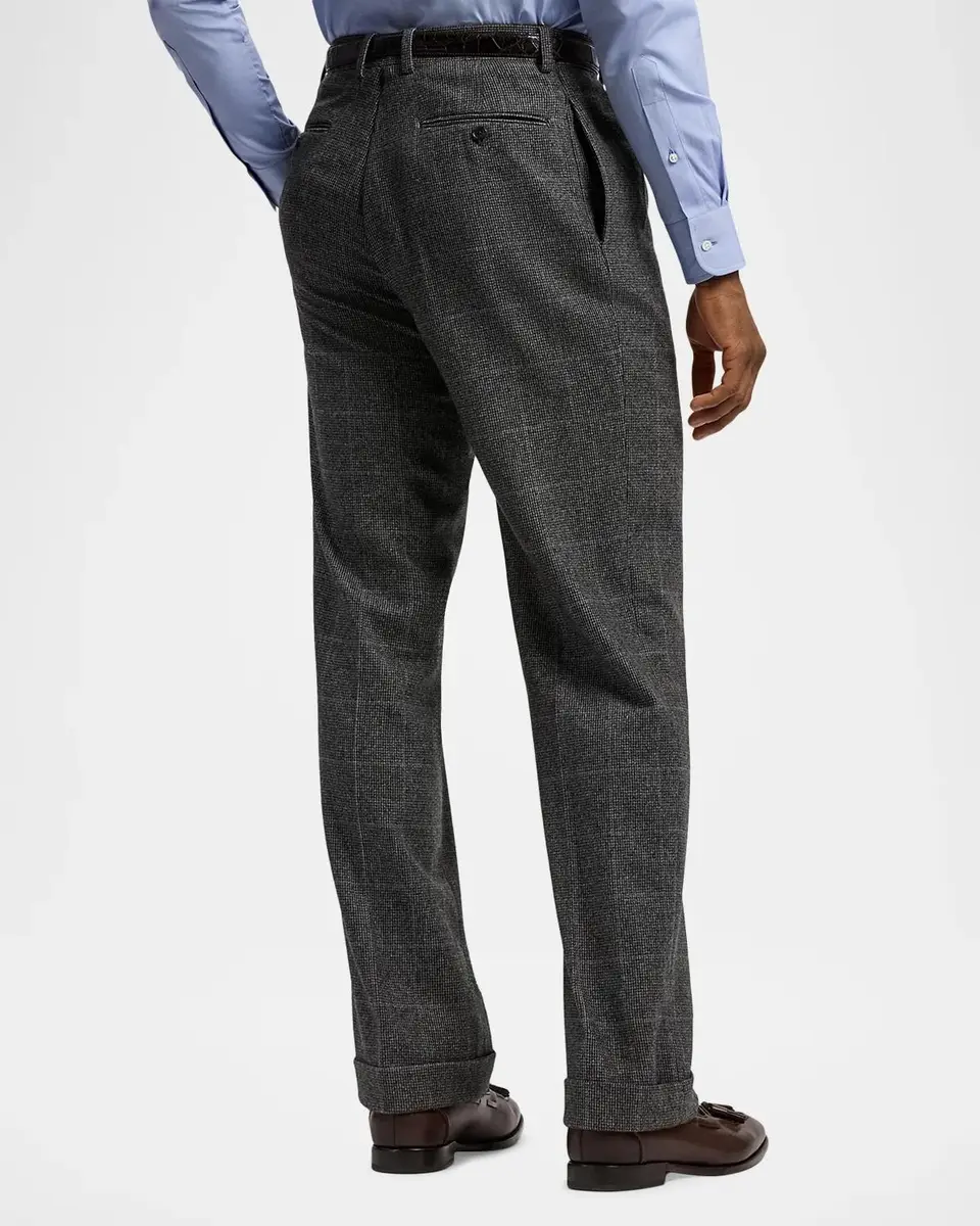 Ralph Lauren Purple Label Men's Glenn Hand-Tailored Tick-Weave Trousers | Thumbnail 3 Ralph Lauren Purple Label Men's Glenn Hand-Tailored Tick-Weave Trousers | Thumbnail 3