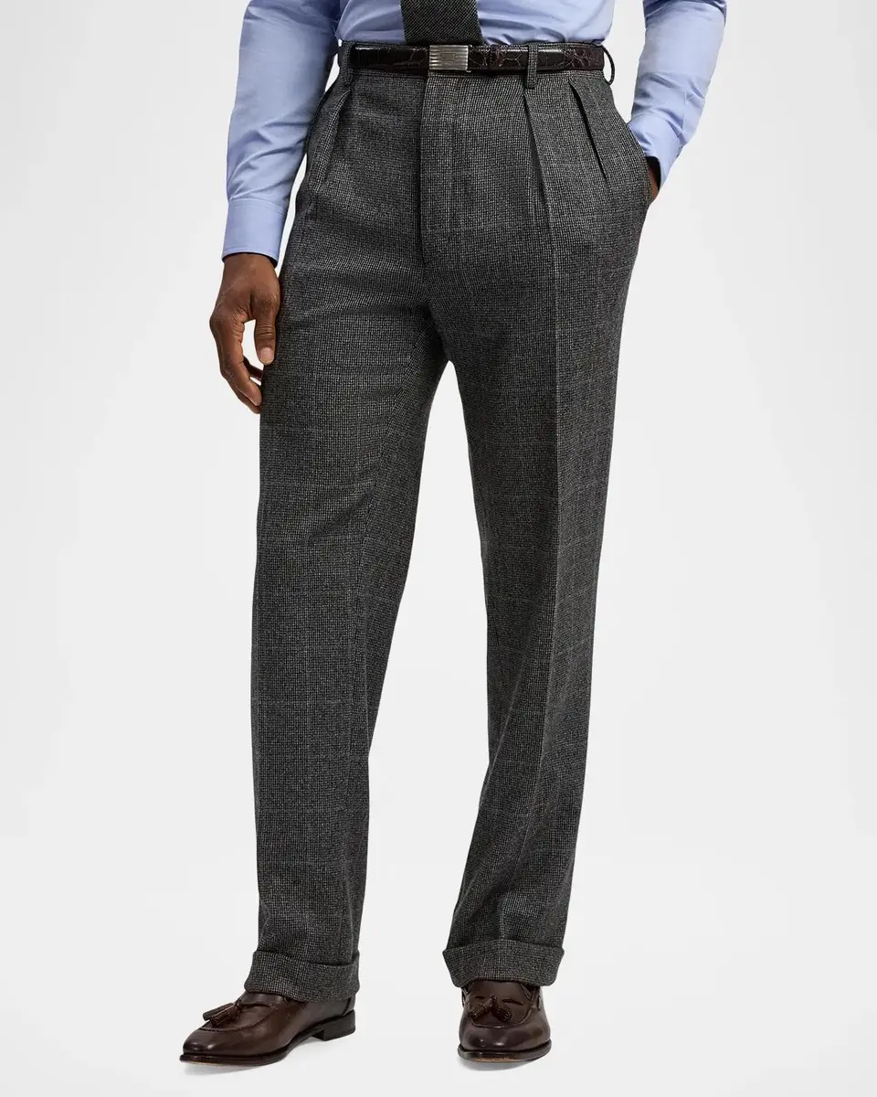 Ralph Lauren Purple Label Men's Glenn Hand-Tailored Tick-Weave Trousers | Thumbnail 4 Ralph Lauren Purple Label Men's Glenn Hand-Tailored Tick-Weave Trousers | Thumbnail 4
