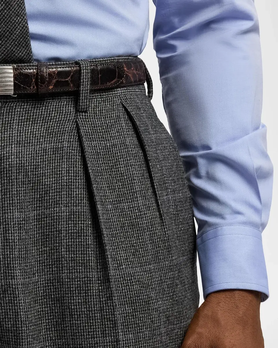 Ralph Lauren Purple Label Men's Glenn Hand-Tailored Tick-Weave Trousers | Thumbnail 5 Ralph Lauren Purple Label Men's Glenn Hand-Tailored Tick-Weave Trousers | Thumbnail 5