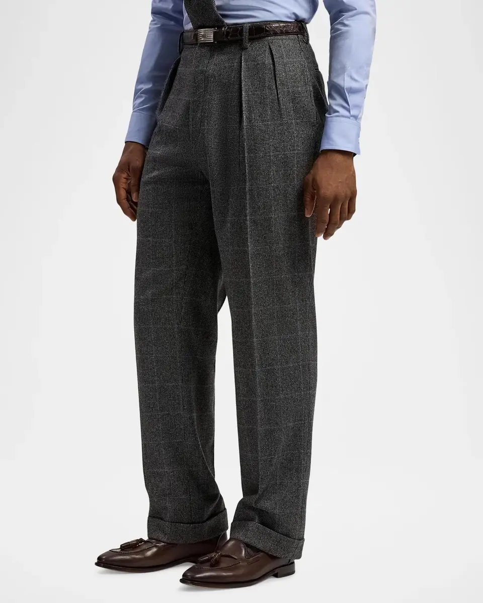 Ralph Lauren Purple Label Men's Glenn Hand-Tailored Tick-Weave Trousers | Thumbnail 6 Ralph Lauren Purple Label Men's Glenn Hand-Tailored Tick-Weave Trousers | Thumbnail 6