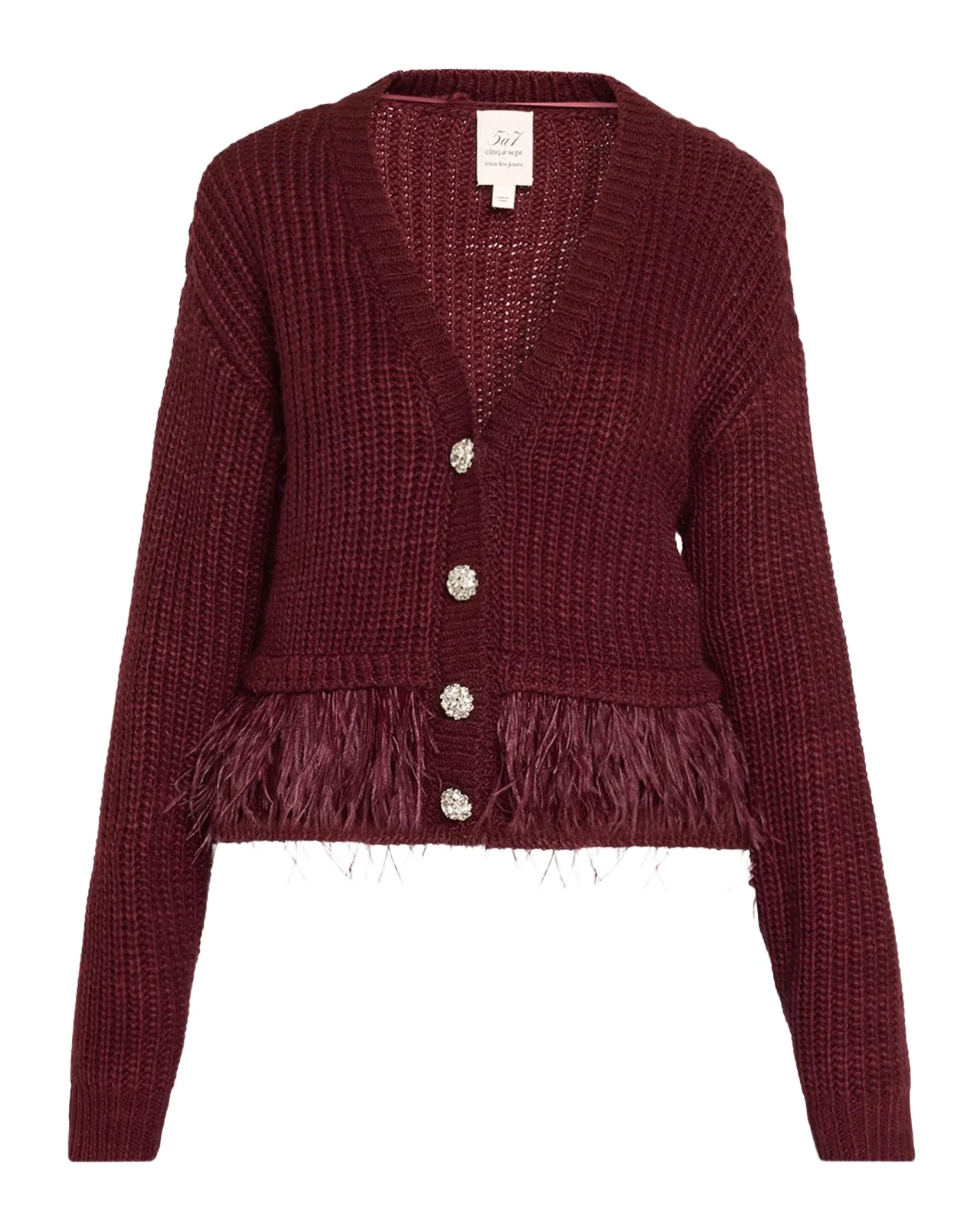 Cinq à Sept Krissi Feather-Trim Cardigan