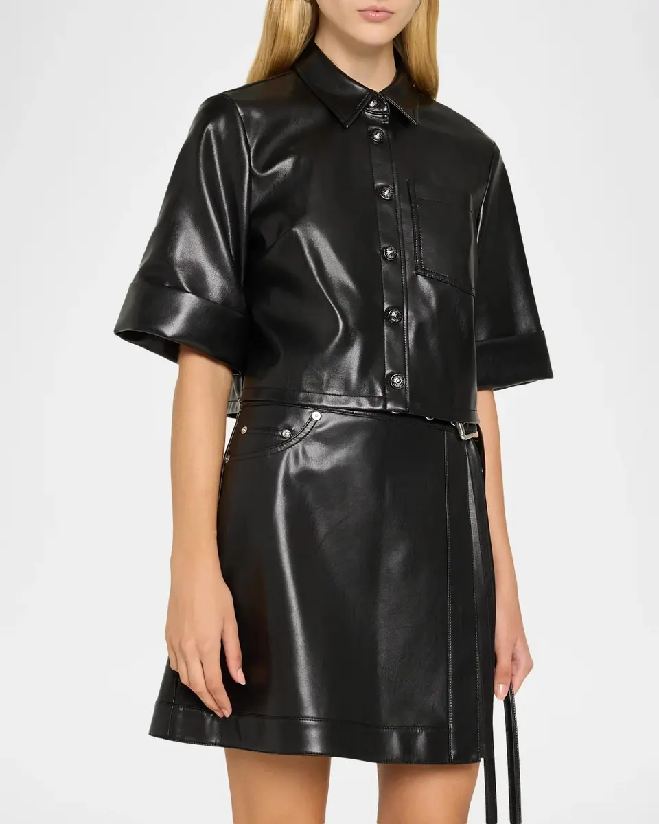Cinq à Sept Vegan Leather Button-Front Shirt | Thumbnail 4 Cinq à Sept Vegan Leather Button-Front Shirt | Thumbnail 4