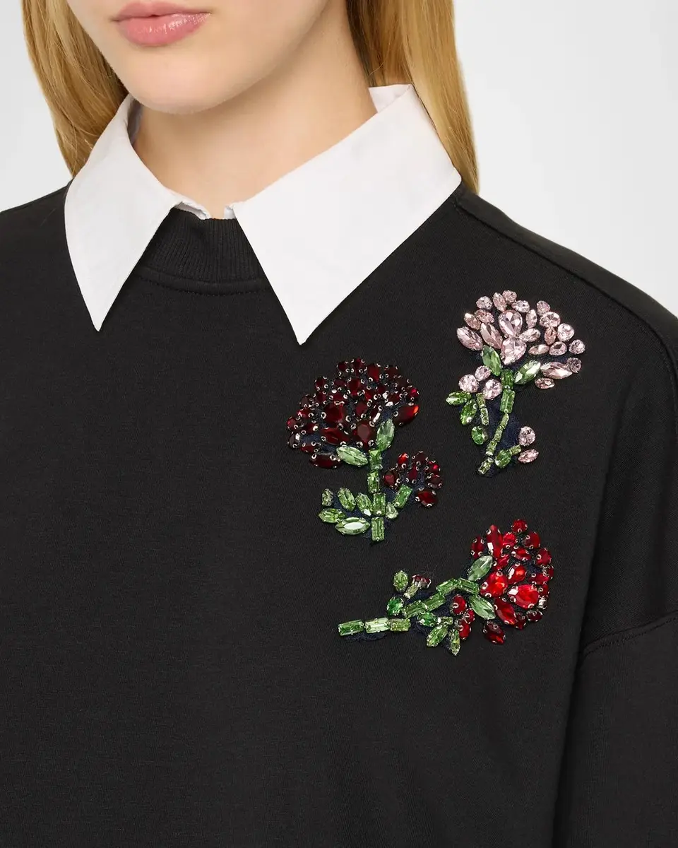 Cinq à Sept Rhinestone Roses Layered Sweatshirt | Thumbnail 5 Cinq à Sept Rhinestone Roses Layered Sweatshirt | Thumbnail 5