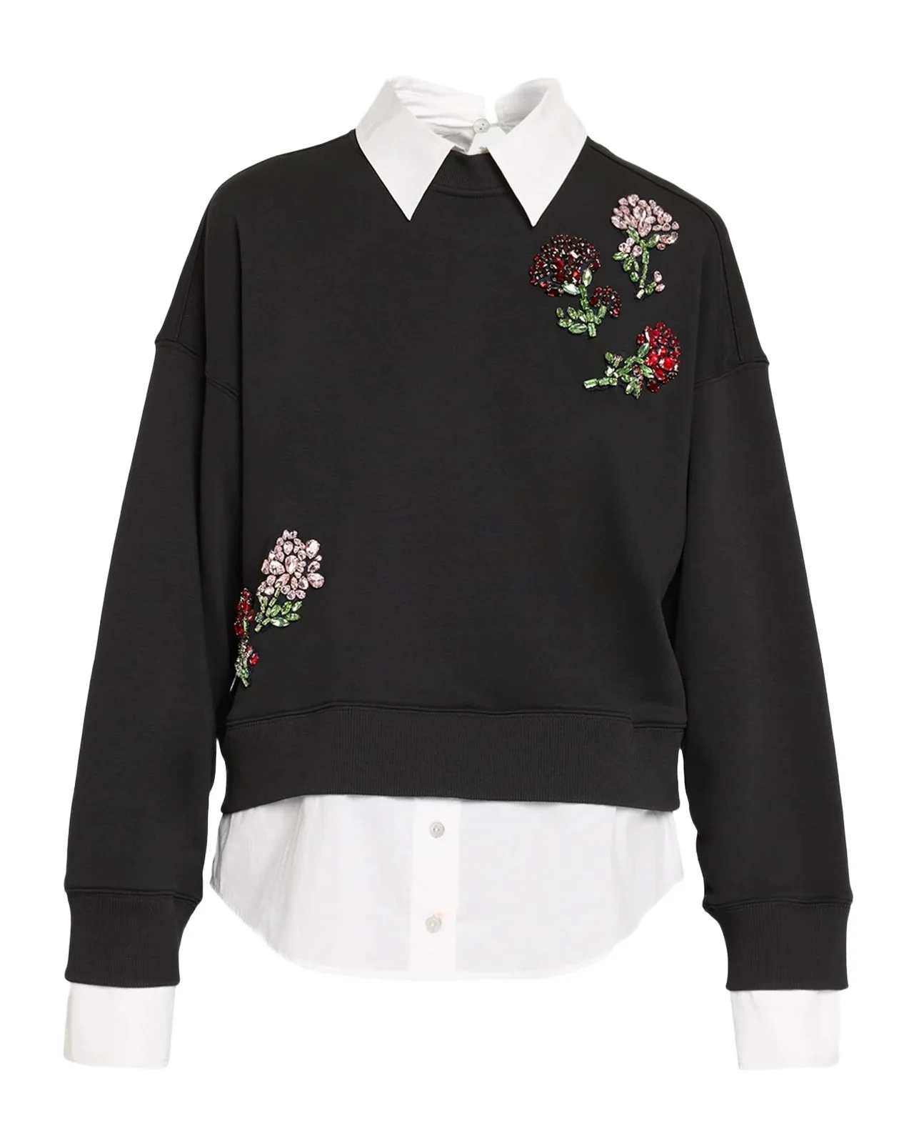 Cinq à Sept Rhinestone Roses Layered Sweatshirt