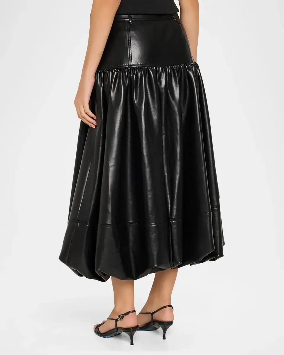 Cinq à Sept Lite Vegan Leather Bubble Midi Skirt | Thumbnail 3