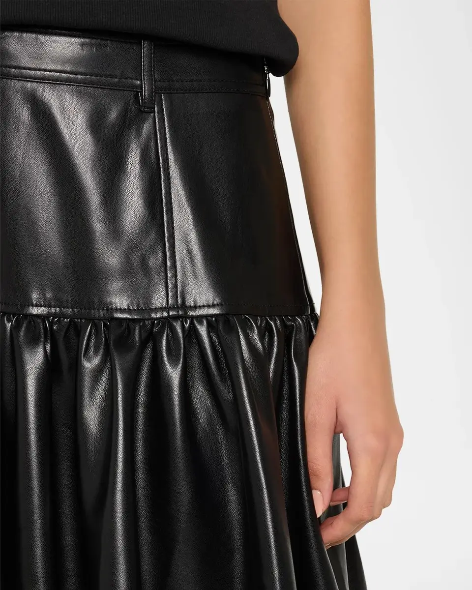 Cinq à Sept Lite Vegan Leather Bubble Midi Skirt | Thumbnail 5