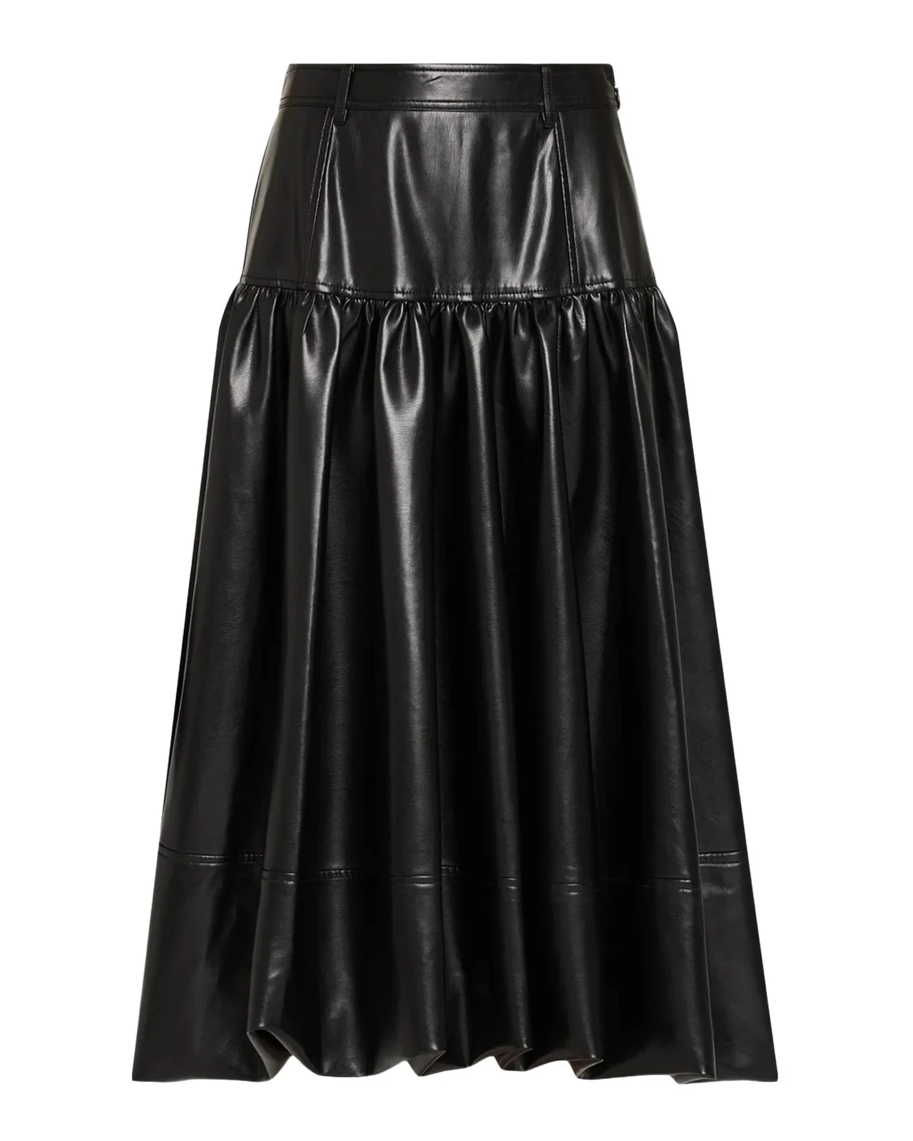 Cinq à Sept Lite Vegan Leather Bubble Midi Skirt