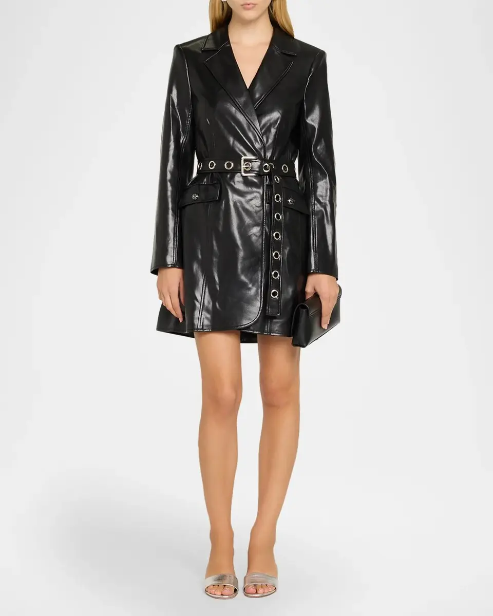 Cinq à Sept Vegan Leather Trench-Style Mini Dress | Thumbnail 2 Cinq à Sept Vegan Leather Trench-Style Mini Dress | Thumbnail 2