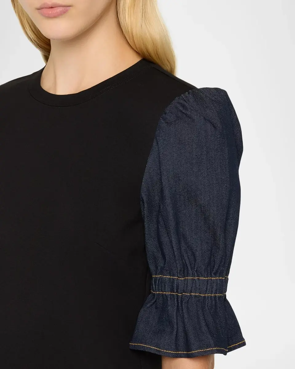 Cinq à Sept Ponte Indigo Puff-Sleeve Top | Thumbnail 5 Cinq à Sept Ponte Indigo Puff-Sleeve Top | Thumbnail 5