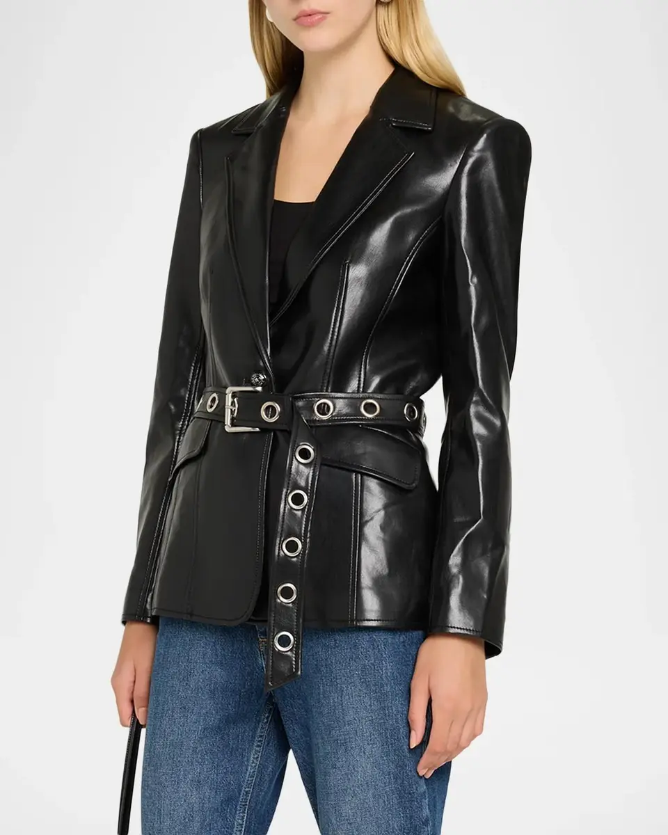 Cinq à Sept Vegan Leather Belted Blazer | Thumbnail 4 Cinq à Sept Vegan Leather Belted Blazer | Thumbnail 4