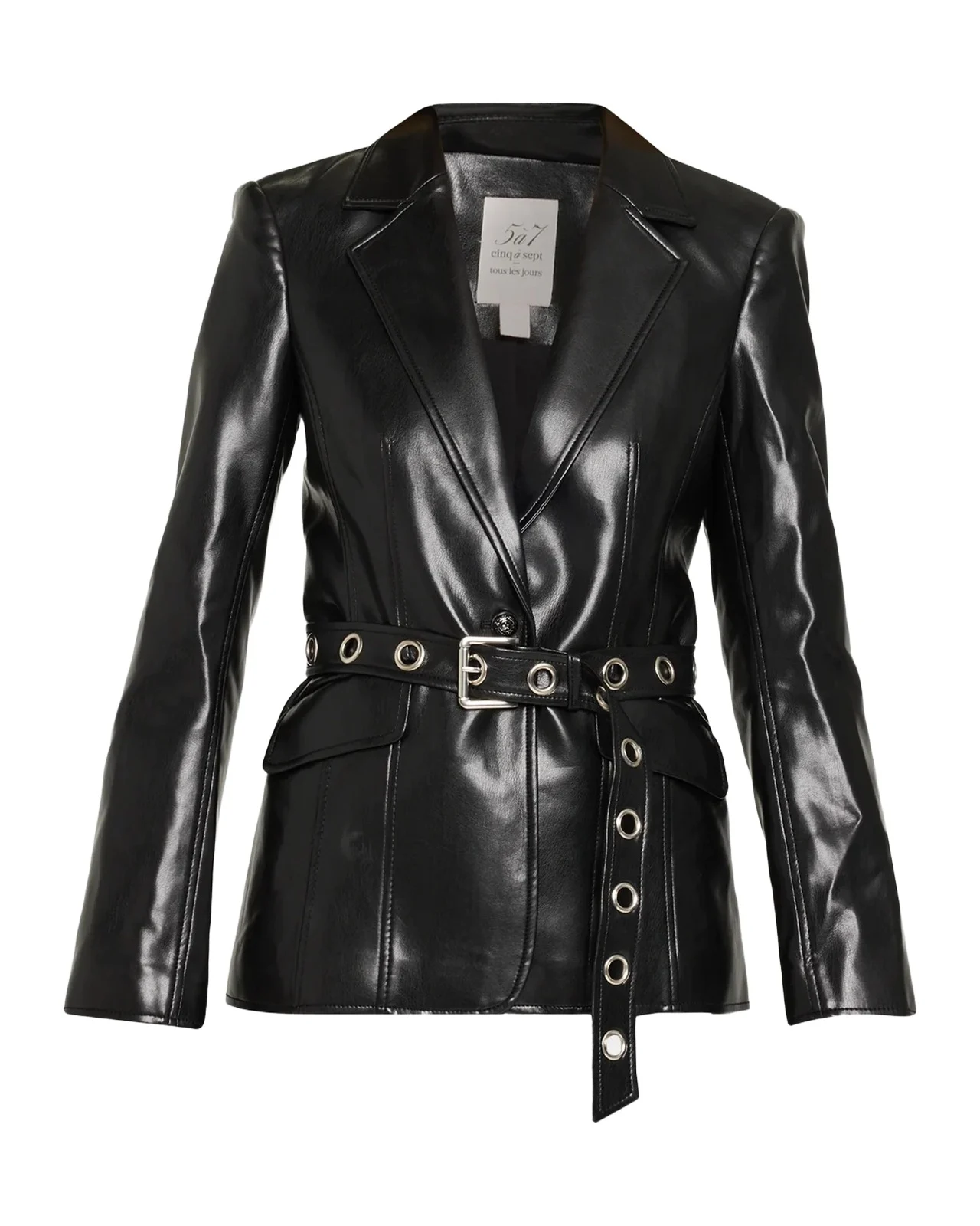 Vegan Leather Belted Blazer Vegan Leather Belted Blazer