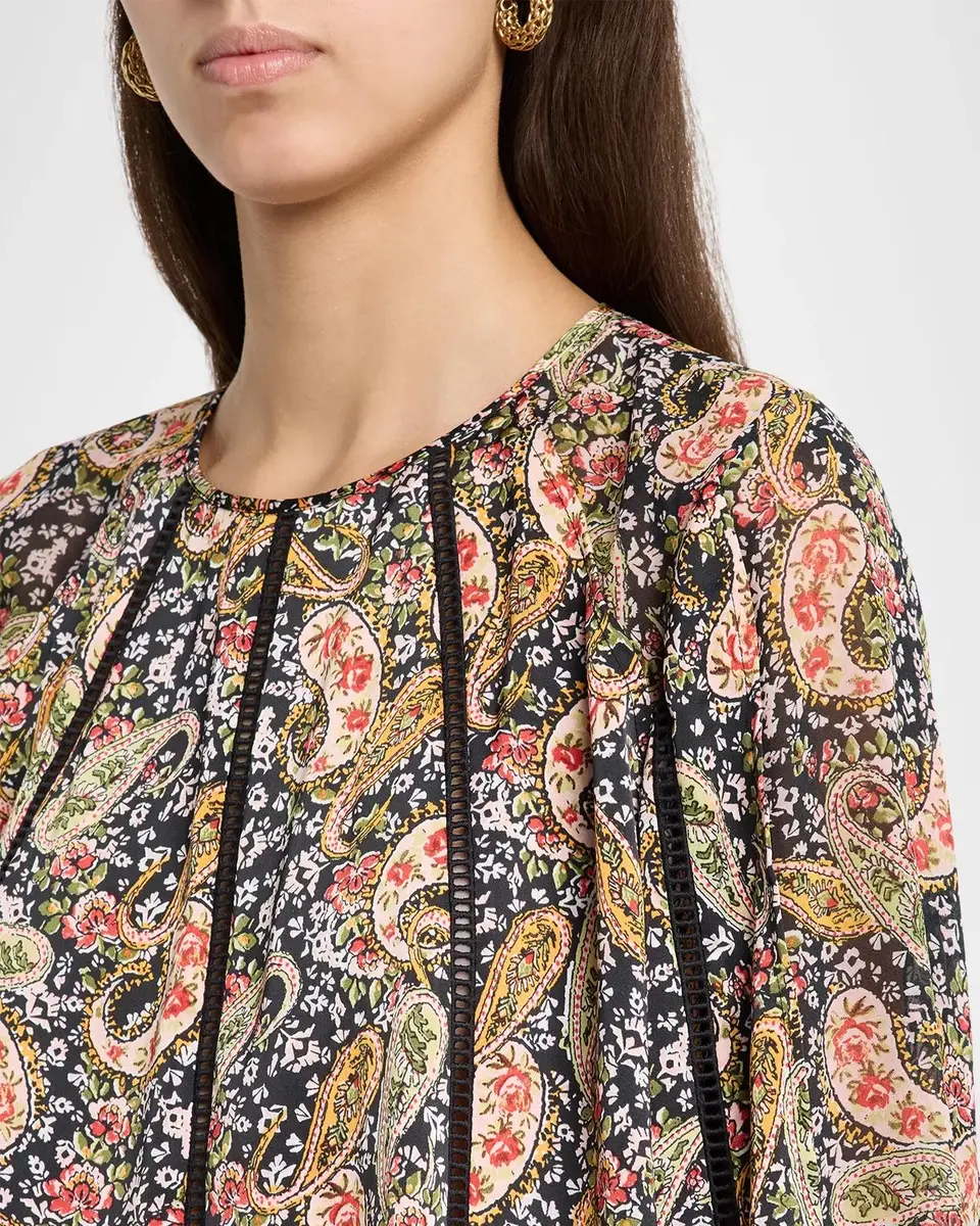Cinq à Sept Virelia Paisley Ladder-Stitch-Trim Top | Thumbnail 5 Cinq à Sept Virelia Paisley Ladder-Stitch-Trim Top | Thumbnail 5