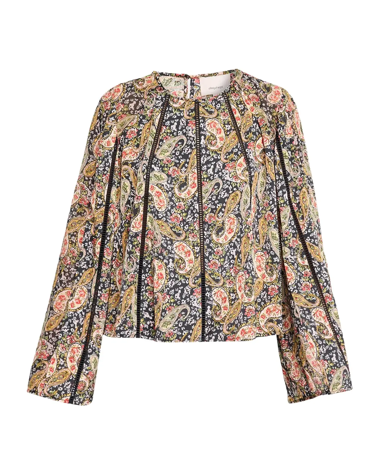 Cinq à Sept Virelia Paisley Ladder-Stitch-Trim Top