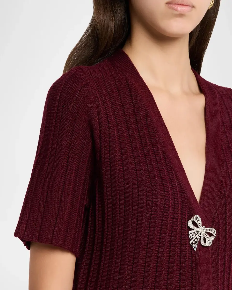Cinq à Sept Calyssa Embellished-Button Wool-Blend Mini Dress | Thumbnail 5