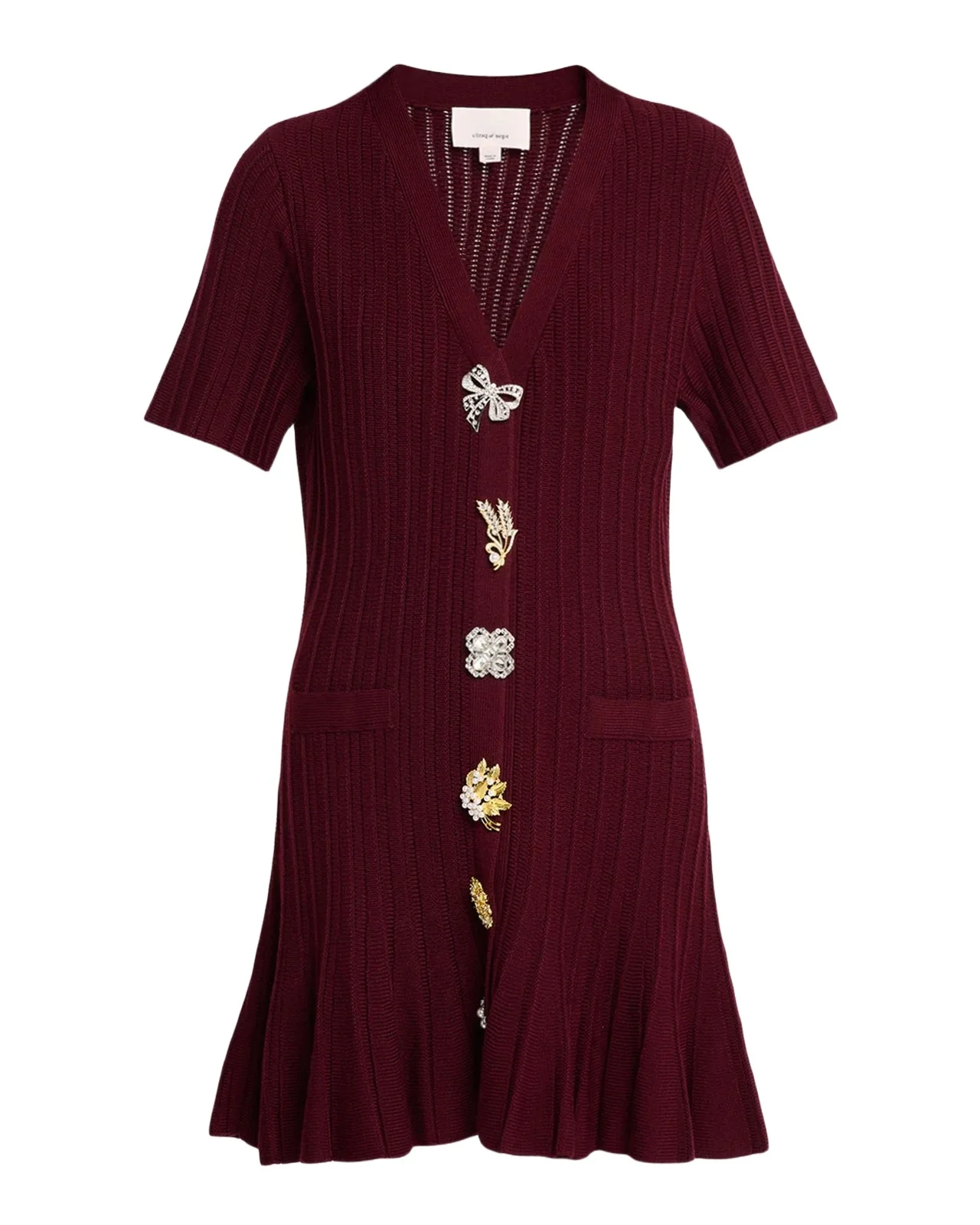 Cinq à Sept Calyssa Embellished-Button Wool-Blend Mini Dress