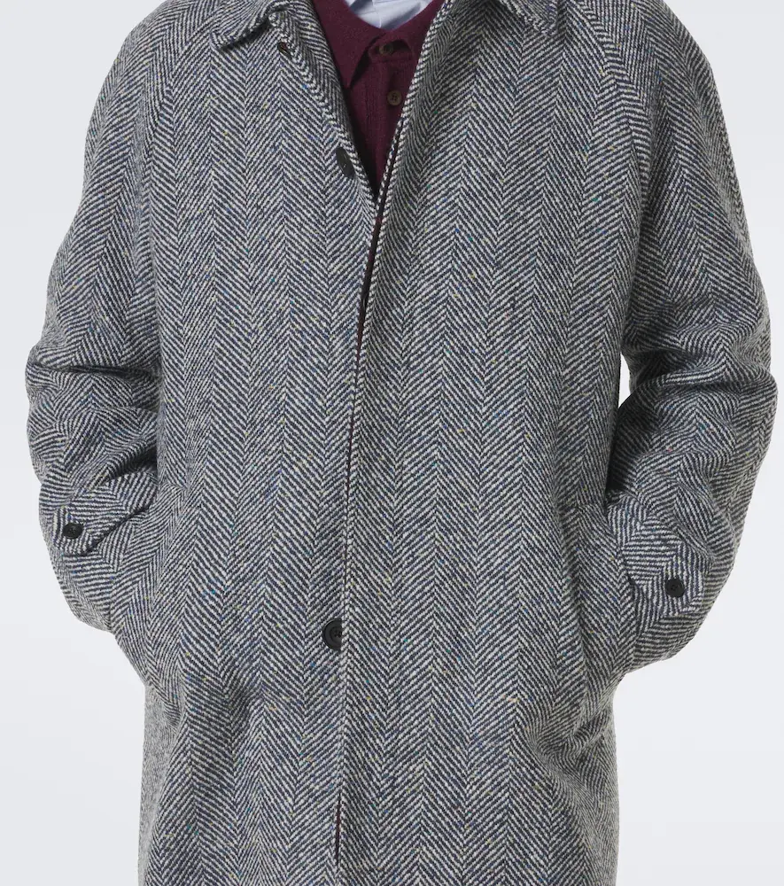 Rubinacci Herringbone wool, silk, and cashmere coat | Thumbnail 2
