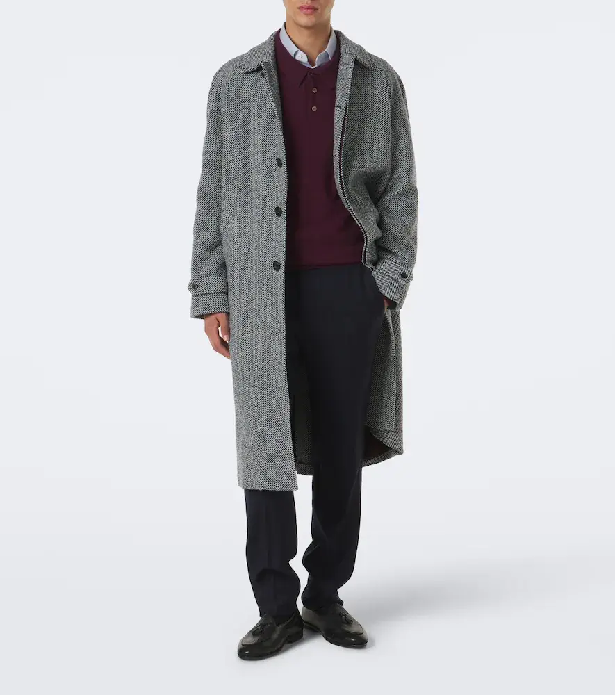 Rubinacci Herringbone wool, silk, and cashmere coat | Thumbnail 3