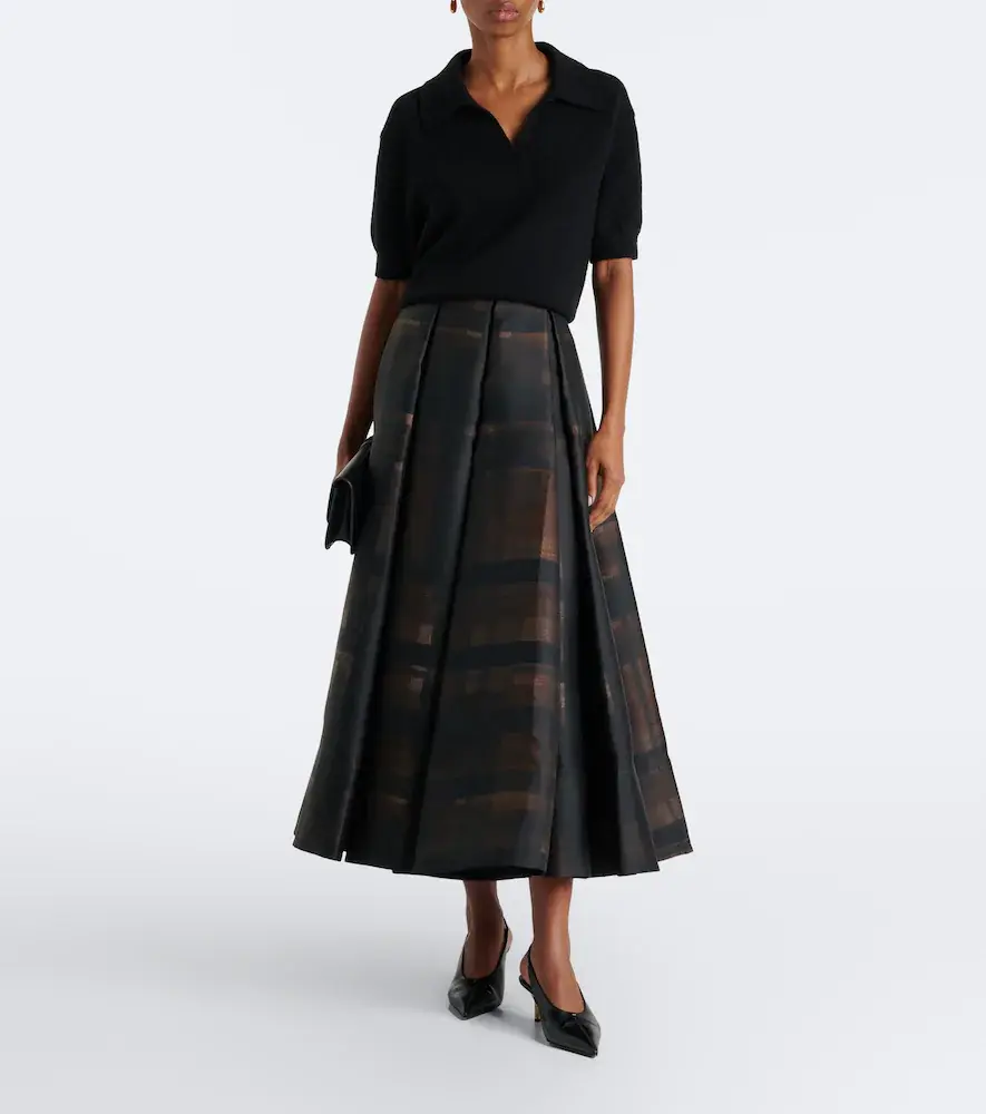 Emilia Wickstead Sylvane checked pleated mikado midi skirt | Thumbnail 3 Emilia Wickstead Sylvane checked pleated mikado midi skirt | Thumbnail 3