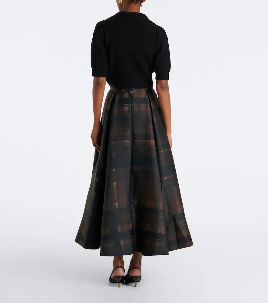 Emilia Wickstead Sylvane checked pleated mikado midi skirt | Thumbnail 5 Emilia Wickstead Sylvane checked pleated mikado midi skirt | Thumbnail 5