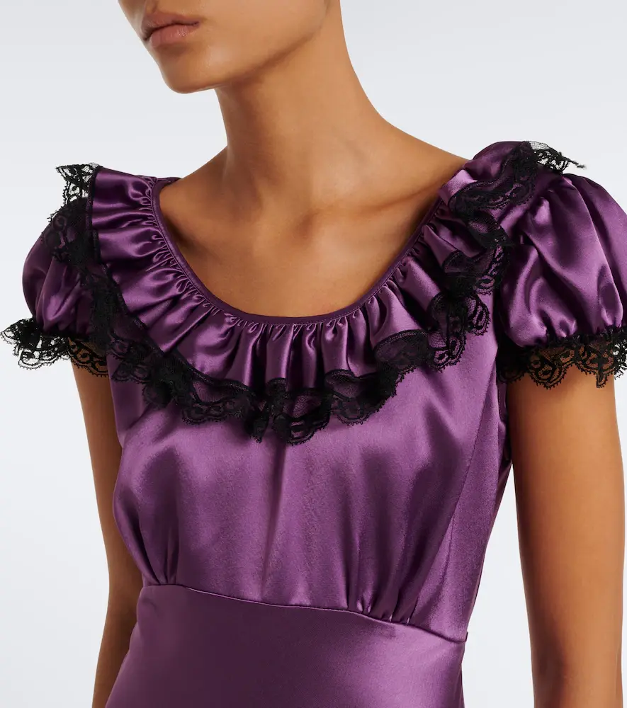 Rodarte Lace-trimmed satin maxi dress | Thumbnail 2 Rodarte Lace-trimmed satin maxi dress | Thumbnail 2