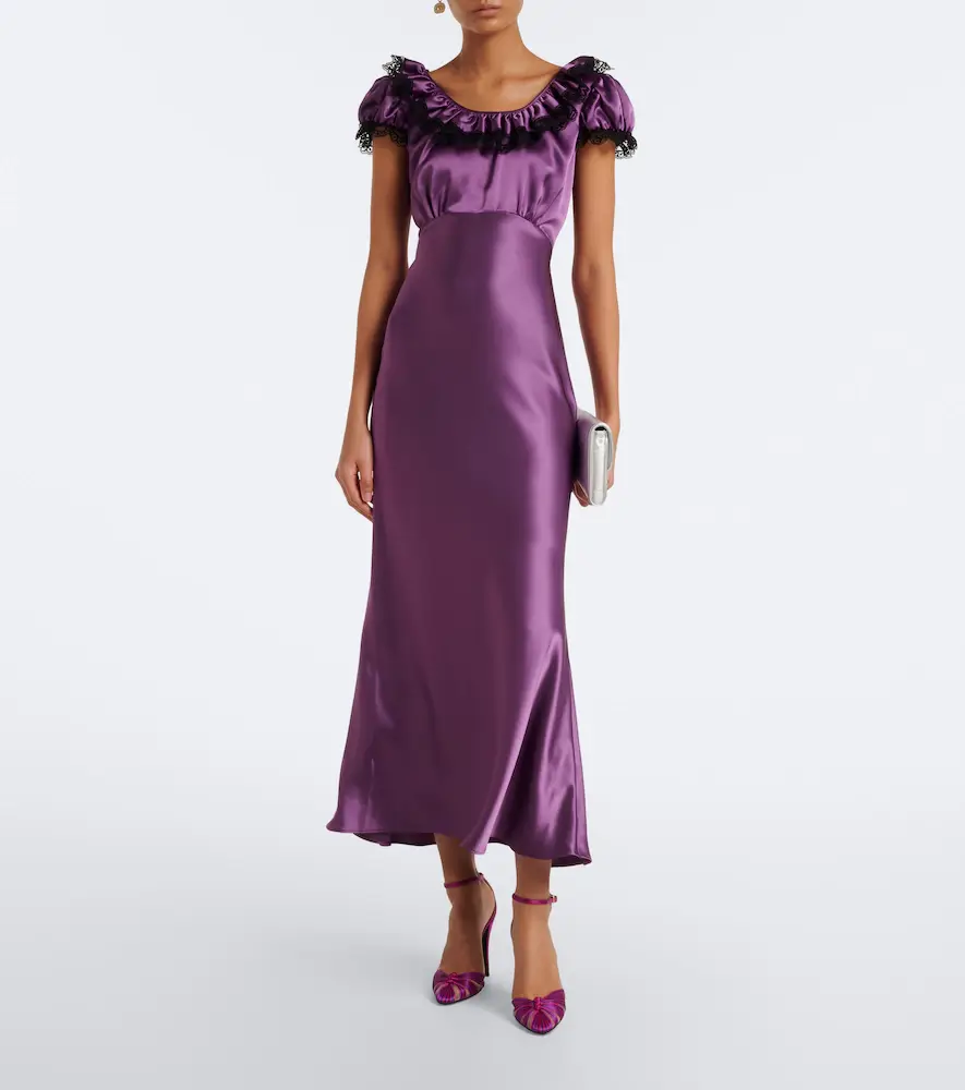 Rodarte Lace-trimmed satin maxi dress | Thumbnail 4 Rodarte Lace-trimmed satin maxi dress | Thumbnail 4