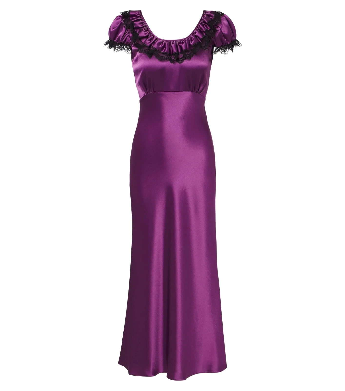 Lace-trimmed satin maxi dress