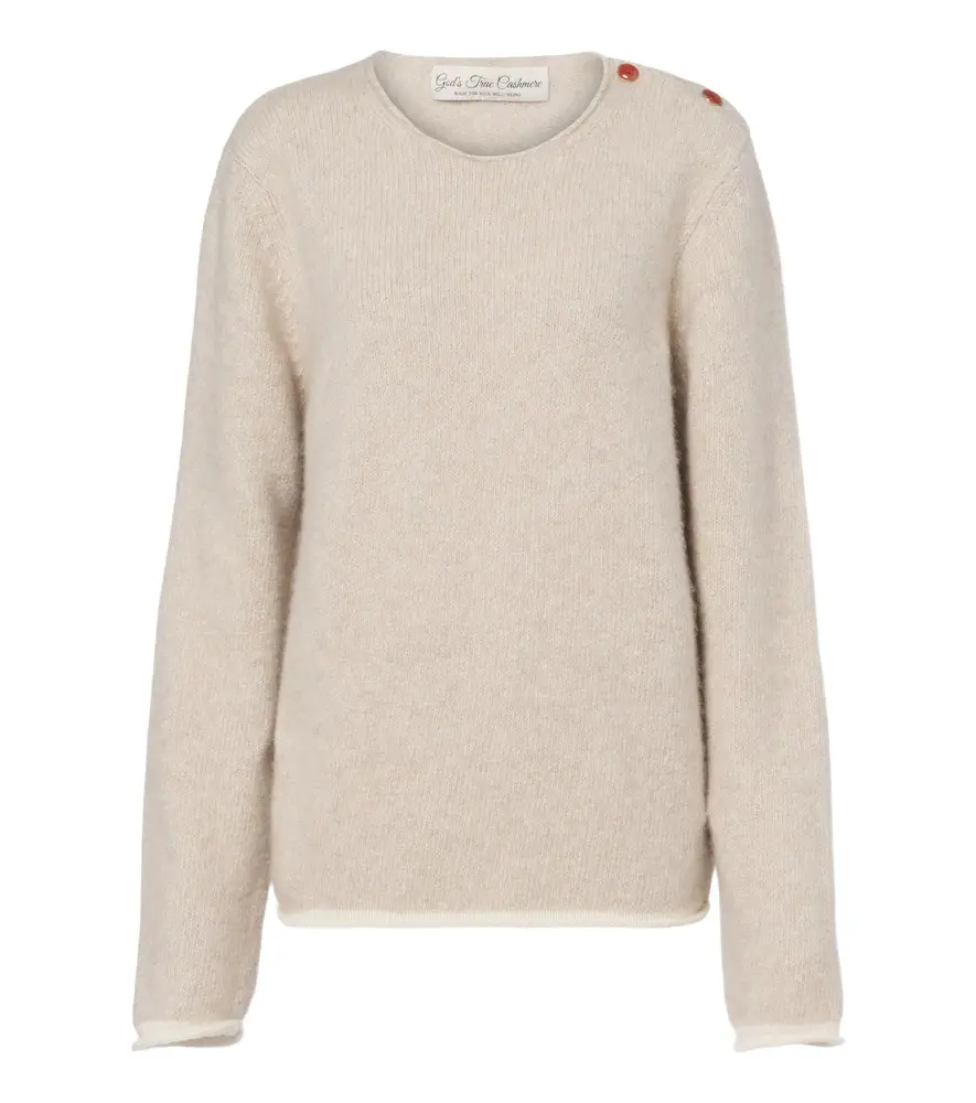 God’s True Cashmere Sand cashmere sweater with carnelians