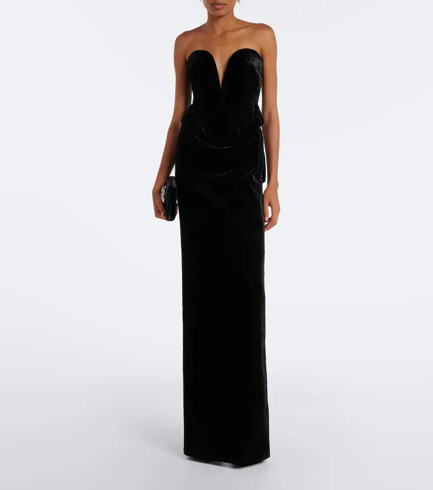 The New Arrivals Ilkyaz Ozel Delphis velvet bustier gown | Thumbnail 5
