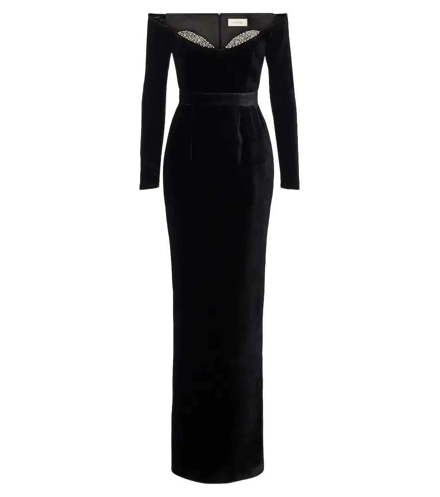 The New Arrivals Ilkyaz Ozel Farah embellished velvet bustier gown