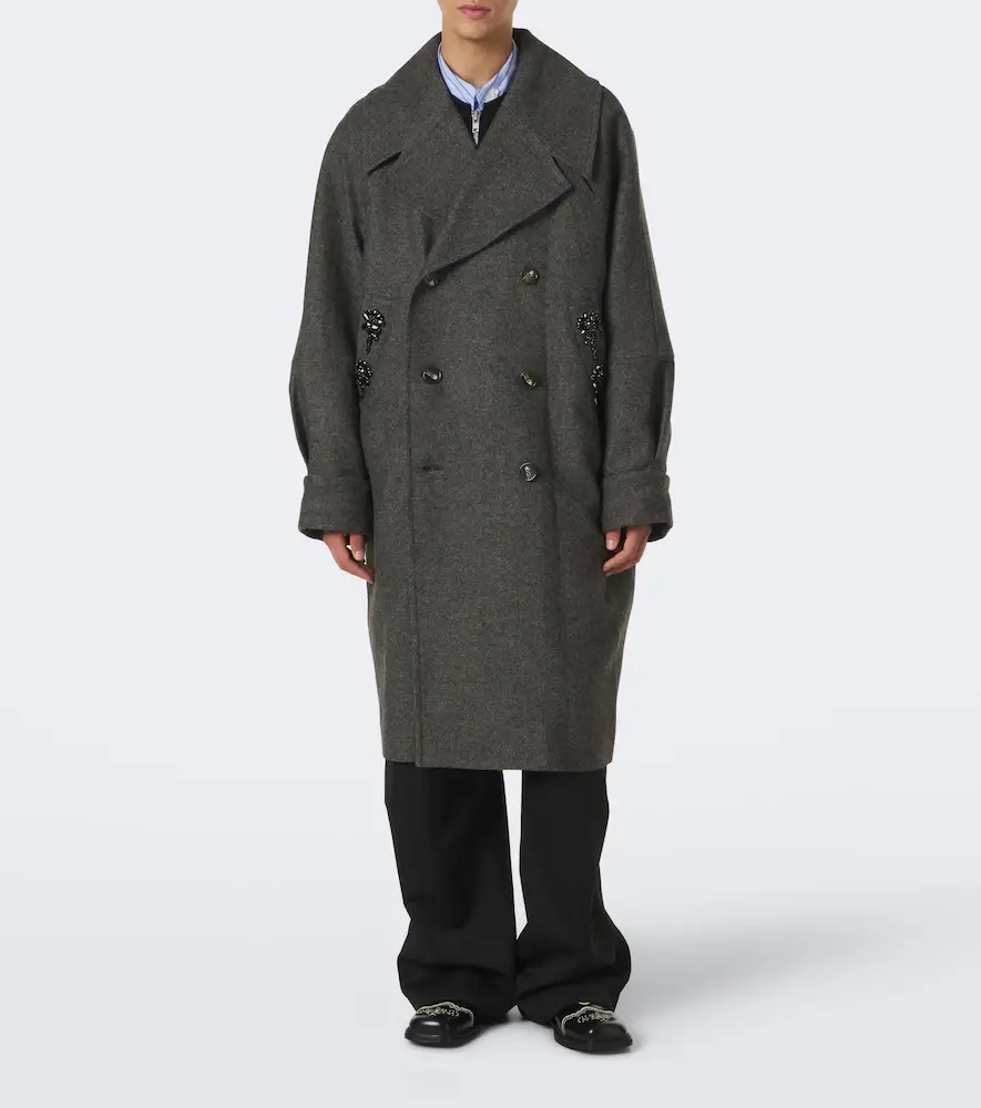 Simone Rocha Embellished oversized wool-blend coat | Thumbnail 3
