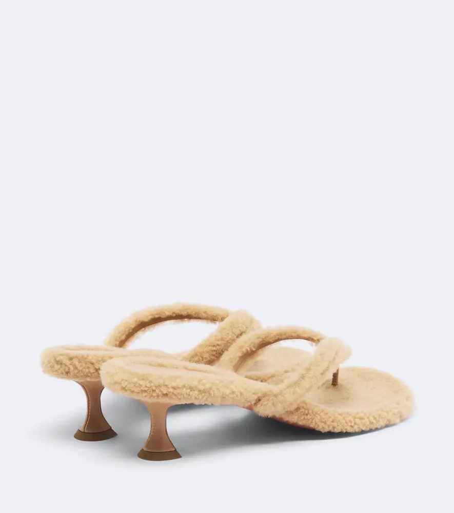 Amina Muaddi Juliette shearling thong sandals | Thumbnail 3 Amina Muaddi Juliette shearling thong sandals | Thumbnail 3