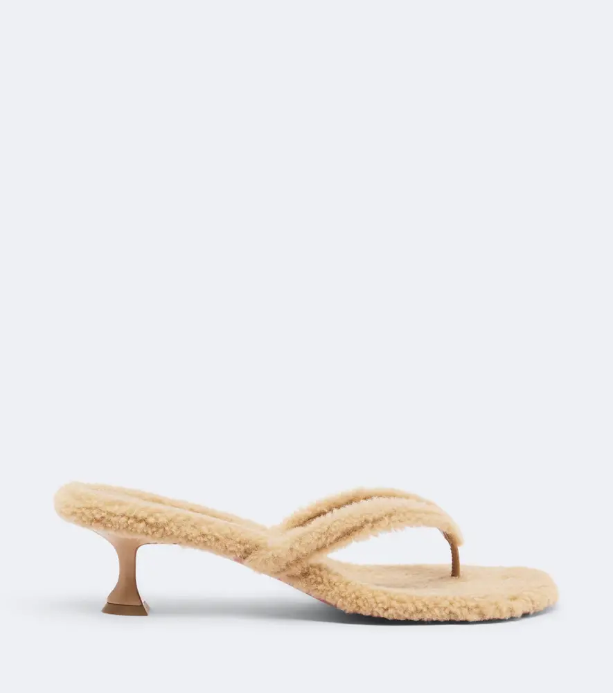 Amina Muaddi Juliette shearling thong sandals | Thumbnail 4 Amina Muaddi Juliette shearling thong sandals | Thumbnail 4