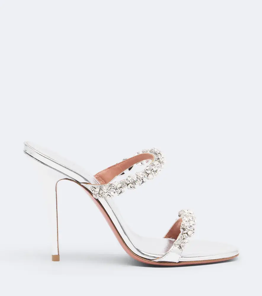 Amina Muaddi Elizabeth embellished metallic leather mules | Thumbnail 2 Amina Muaddi Elizabeth embellished metallic leather mules | Thumbnail 2