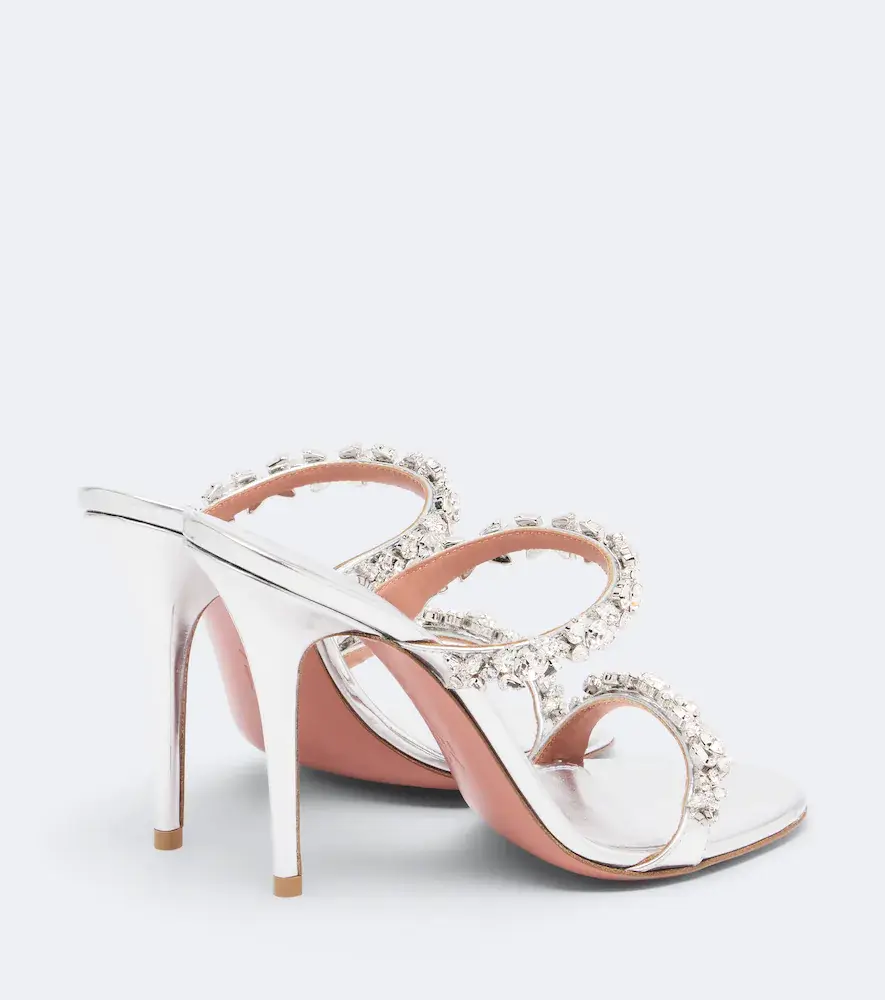 Amina Muaddi Elizabeth embellished metallic leather mules | Thumbnail 3 Amina Muaddi Elizabeth embellished metallic leather mules | Thumbnail 3