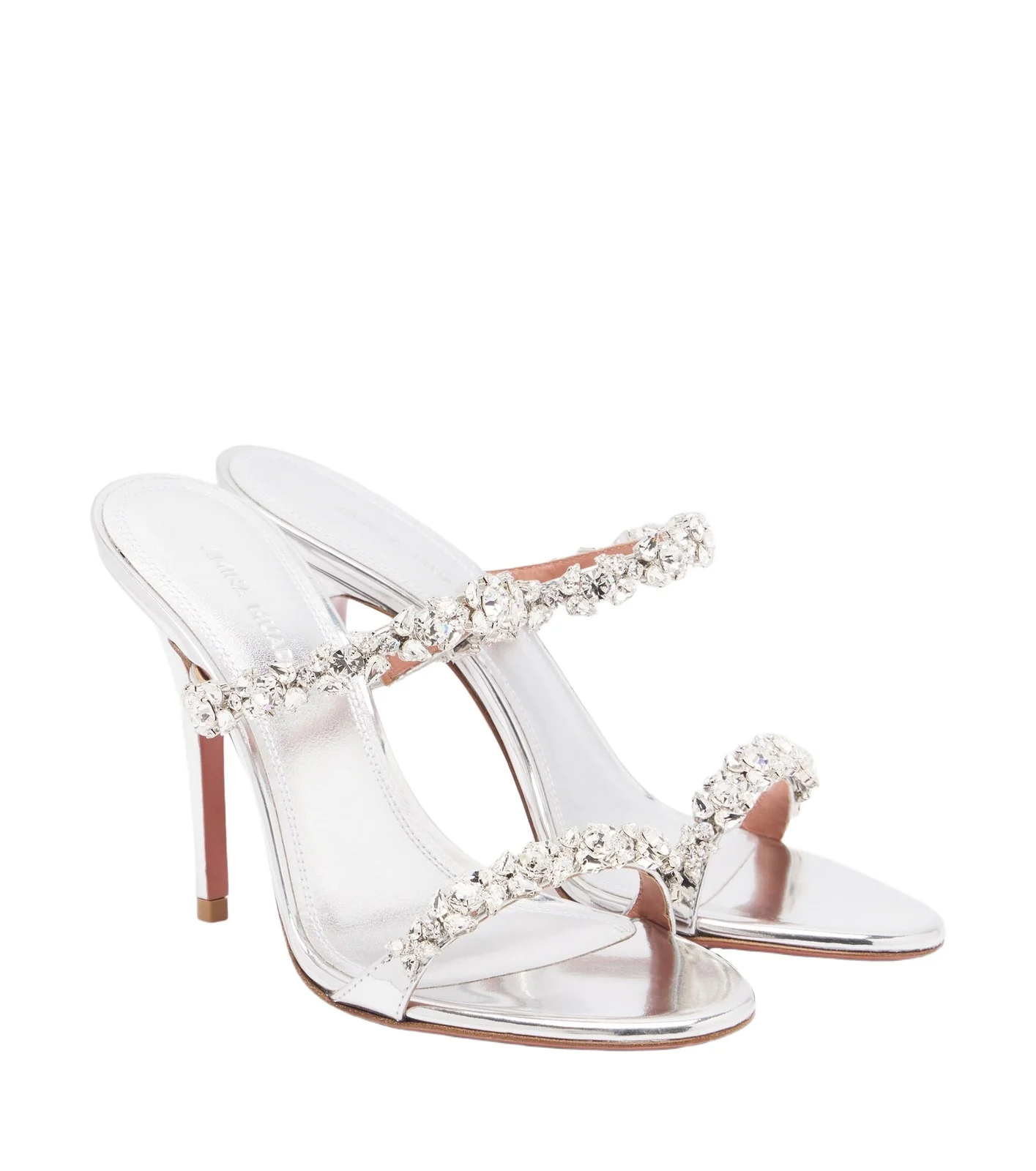 Amina Muaddi Elizabeth embellished metallic leather mules