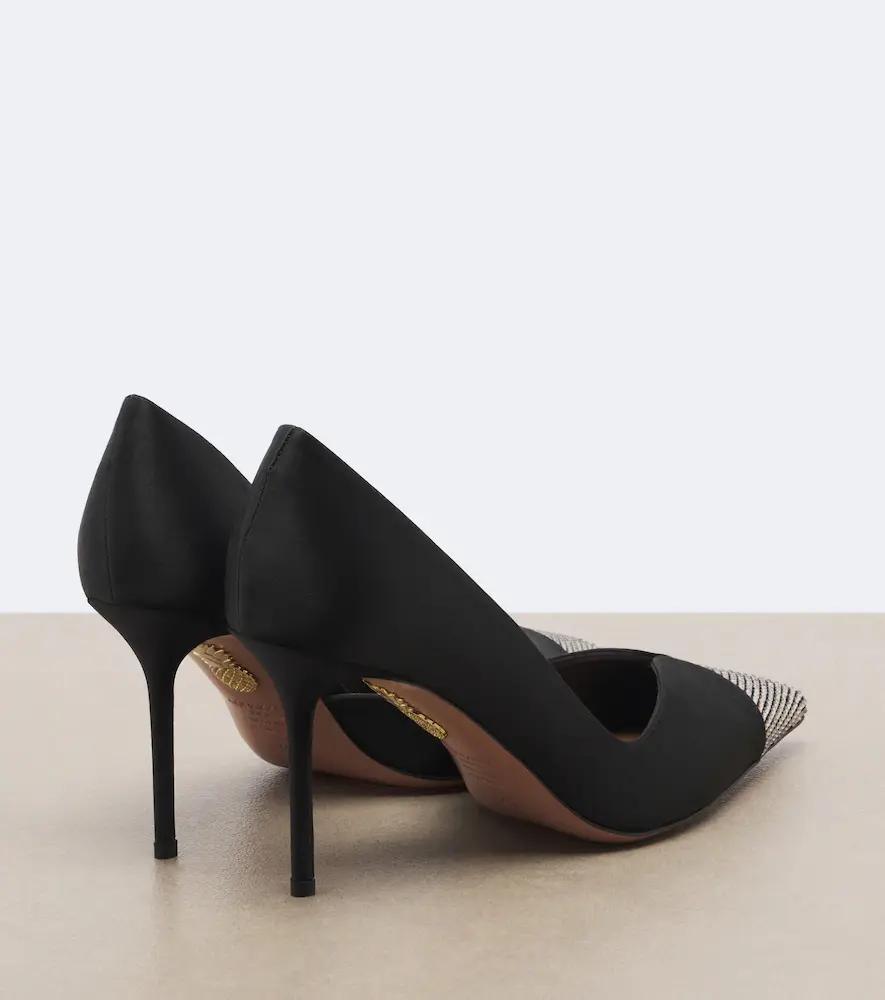 Aquazzura Narcisse crystal-embellished satin pumps | Thumbnail 2