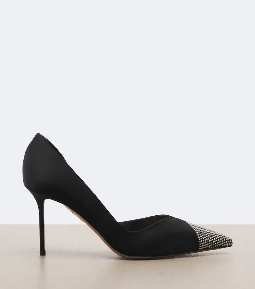 Aquazzura Narcisse crystal-embellished satin pumps | Thumbnail 4