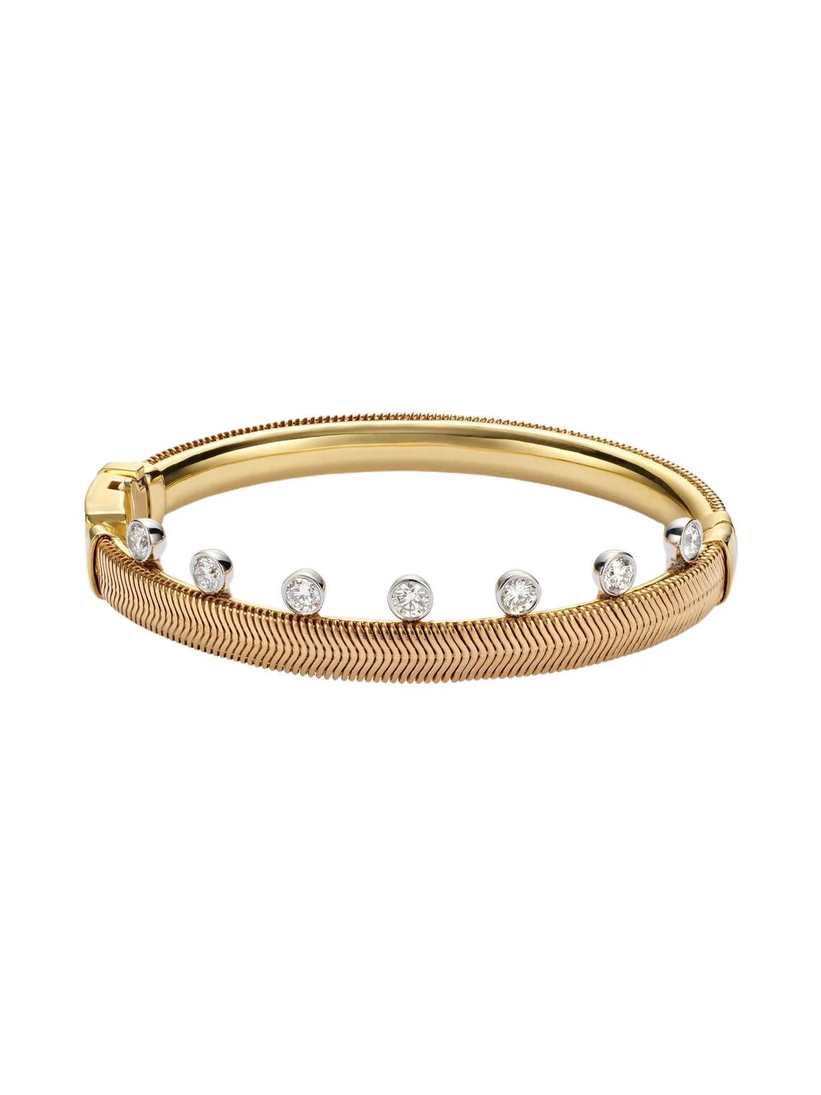 Nikos Koulis Feelings 18kt gold and enamel bangle with diamonds